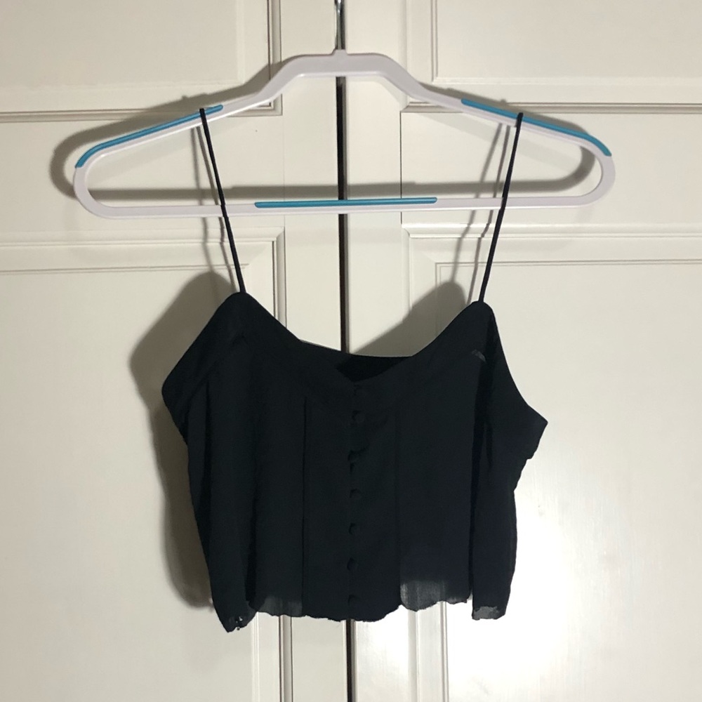 -cycled h&m boob cut off button up sheer cami top